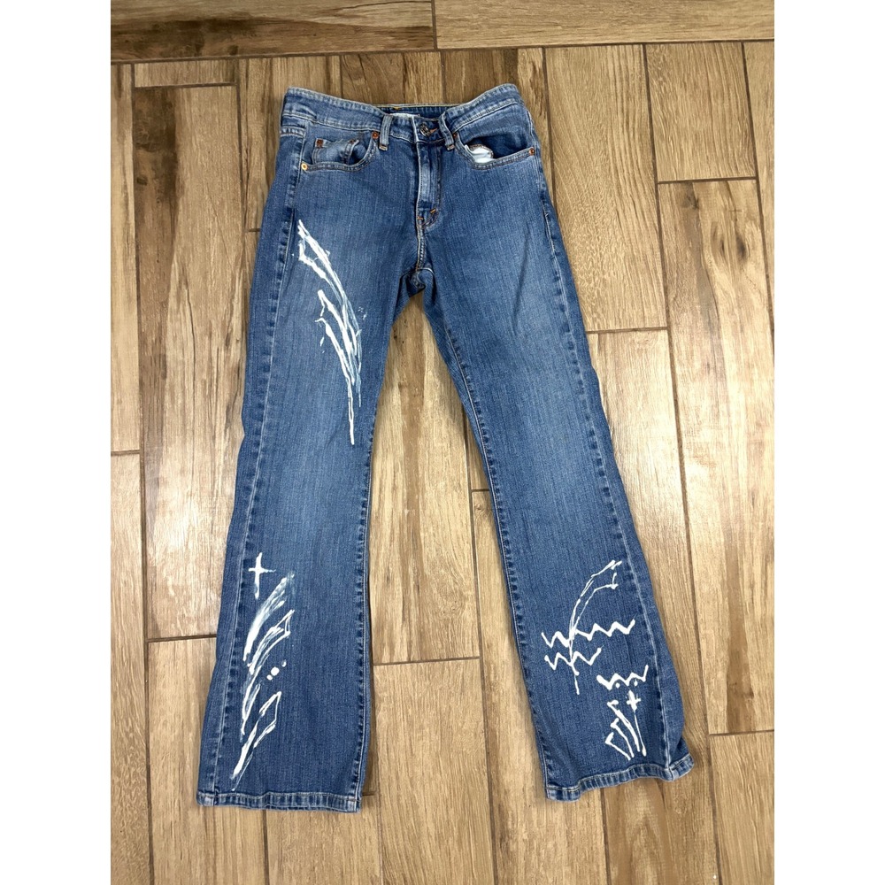 Levi's 519 Flare‎ Jeans Y2K Womens 5M Low Rise Bleached Custom OOAK Vintage